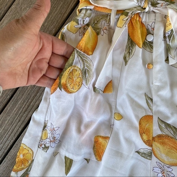 For Love & Lemons Limonada Lemon Crop Jumpsuit Sz XS Flutter Sleeves Belted GUC - Picture 10 of 14